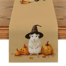 Axyaa Halloween Mouse Pumpkin Wizard Hat Table Runner