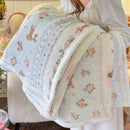 Axyaa Cartoon Rabbit Flannel Blanket: Winter Cozy Throw for Bed, Sofa, Travel