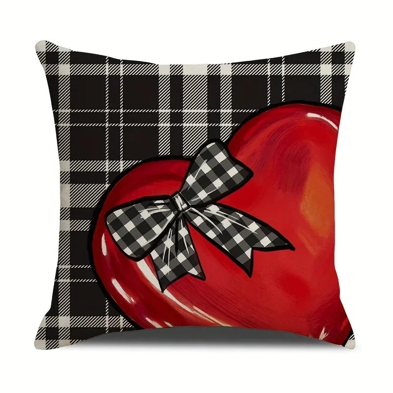 Axyaa Truck Bow Love Plaid Sofa Cushion Cover Sweet Romantic Home Decoration
