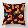 Axyaa Linen Fox Sofa Cushion Cover 50x50 Square Home Décor Pillowcase