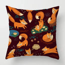 Axyaa Fox Linen Square Cushion Cover 50*50 for Sofa Décor