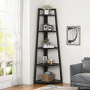 Axyaa 5 Tier Corner Shelf Bookcase | Modern Industrial Ladder Plant Stand