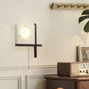 Axyaa LED Wall Lamp Chain Switch Dark Wood Clear Glass Sconce for Bedroom Aisle