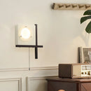 Axyaa LED Wall Lamp Dark Wood Clear Glass Sconce for Bedroom Foyer Stairs