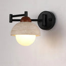 Axyaa Yellow Travertine LED Wall Lamp Sconce, Modern Black Iron Arm for Indoor Lighting