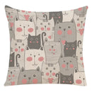 Axyaa Cartoon Animal Linen Throw Pillow Case for Home Living Room Sofa Decor