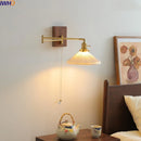 Axyaa Copper Ceramic LED Wall Light with Pull Chain Switch for Modern Home Décor