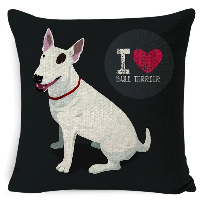 Dog Breed Cotton Linen Cushion Cover Set by Axyaa: Bull Terrier to Chihuahua & More