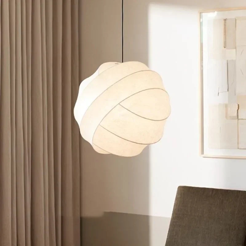 Axyaa Wabi Sabi Silk Ball Pendant Lamp - Minimalist Japanese Style Light