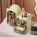 Axyaa Rotating Makeup Brush Holder with Drawer and Dustproof Lid