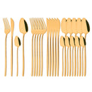 Axyaa 24-Piece Stainless Steel Cutlery Set - Black Mirror Finish