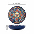 Axyaa Bohemian Ceramic Plate: Creative Western Food Fruit Plate, Oven Microwave Safe