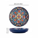 Axyaa Bohemian Ceramic Plate: Creative Western Food Fruit Plate, Oven Microwave Safe