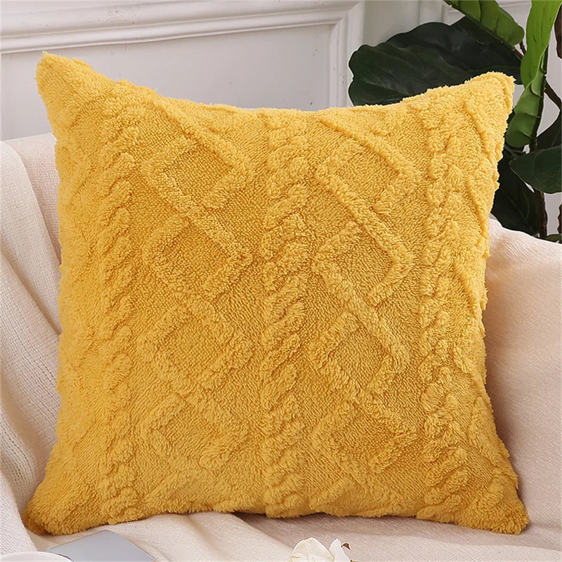 Axyaa Soft Velvet Throw Pillow Cover 40x40cm Solid Decor Square Cushion Case