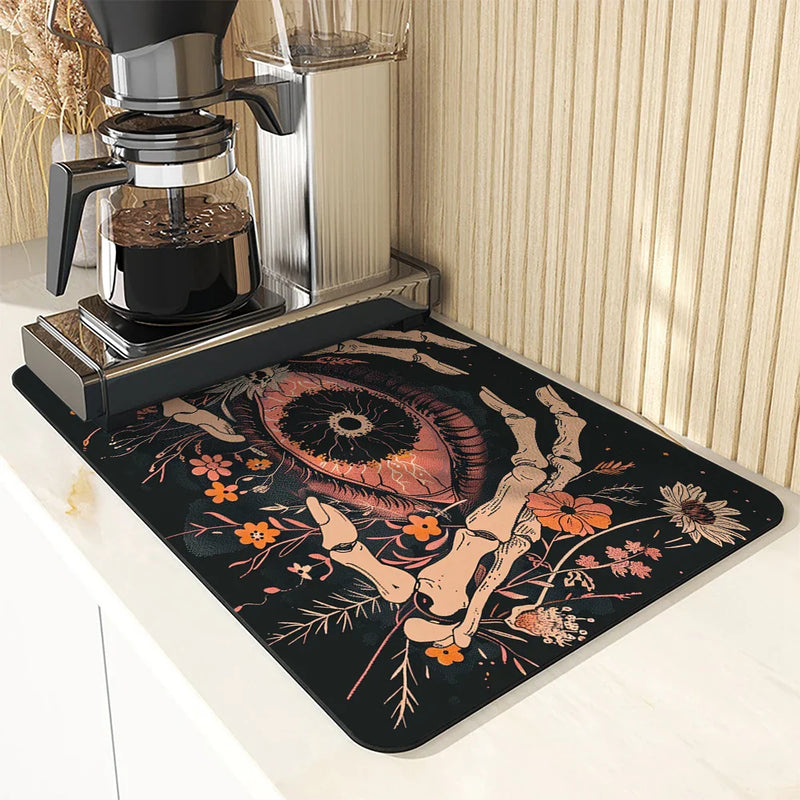 Axyaa Halloween Plants Drying Mat, Non-Slip Absorbent for Kitchen Counter