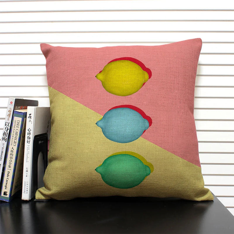 Axyaa Cactus Pineapple Pattern Cushion Cover 45x45 Linen Pillowcase
