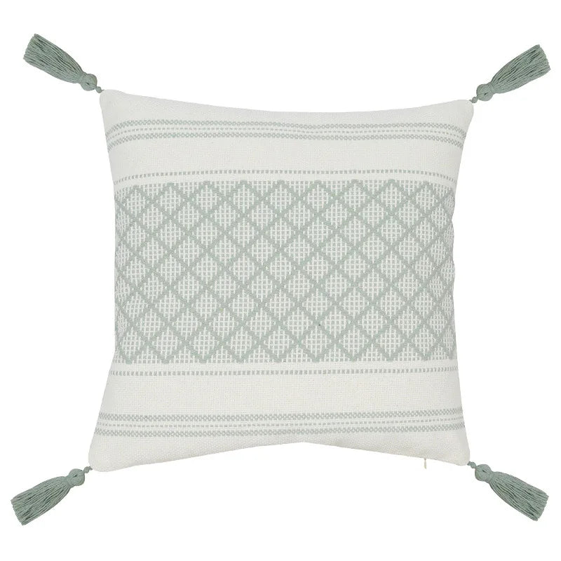 Axyaa Tufted Knit Tassel Cushion Cover 45x45cm Linen Throw Pillowcase
