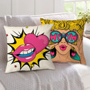 Axyaa Soft Plush POP Comic Portrait Cushion Cover - Home Decor Pillowcase