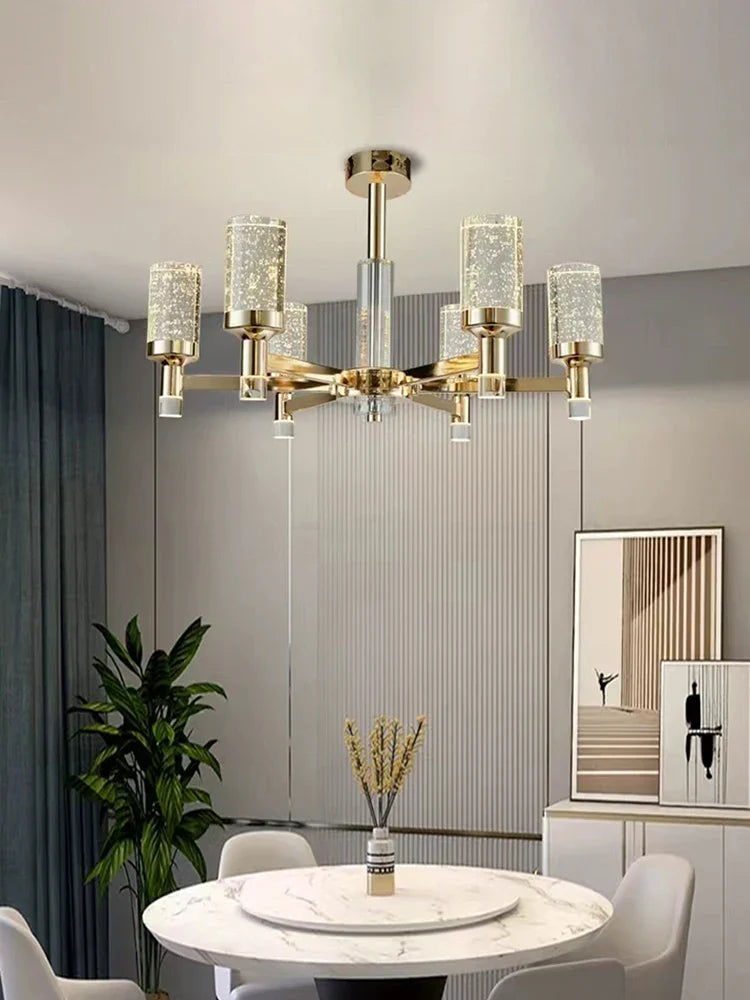 Axyaa Luxe Bubble Crystal Chandelier - Elegant Room Decor Lighting