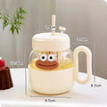 Kawaii Glass Cup with Lid and Straw by Axyaa: Large Aesthetic Drink Bottle