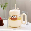Axyaa Kawaii Glass Cup with Lid and Straw: Large Aesthetic Drink Bottle Mug