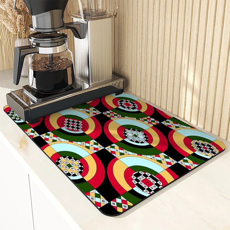 Axyaa Geometric Color Block Absorbent Kitchen Drying Mat