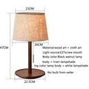 Axyaa Walnut Wood Table Lamp with Cloth Lampshade