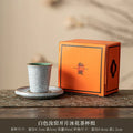 Axyaa Iced Ceramic Teacups Set - 40ML Ceramic Espresso Cups and Saucers Home Tea Set