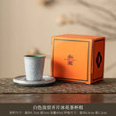 Axyaa Iced Ceramic Teacups Set - 40ML Ceramic Espresso Cups and Saucers Home Tea Set