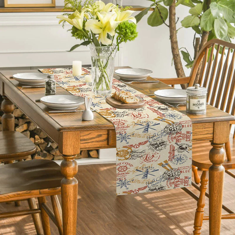 Nautical Style Table Runner for Farmhouse Kitchen Decor by Axyaa