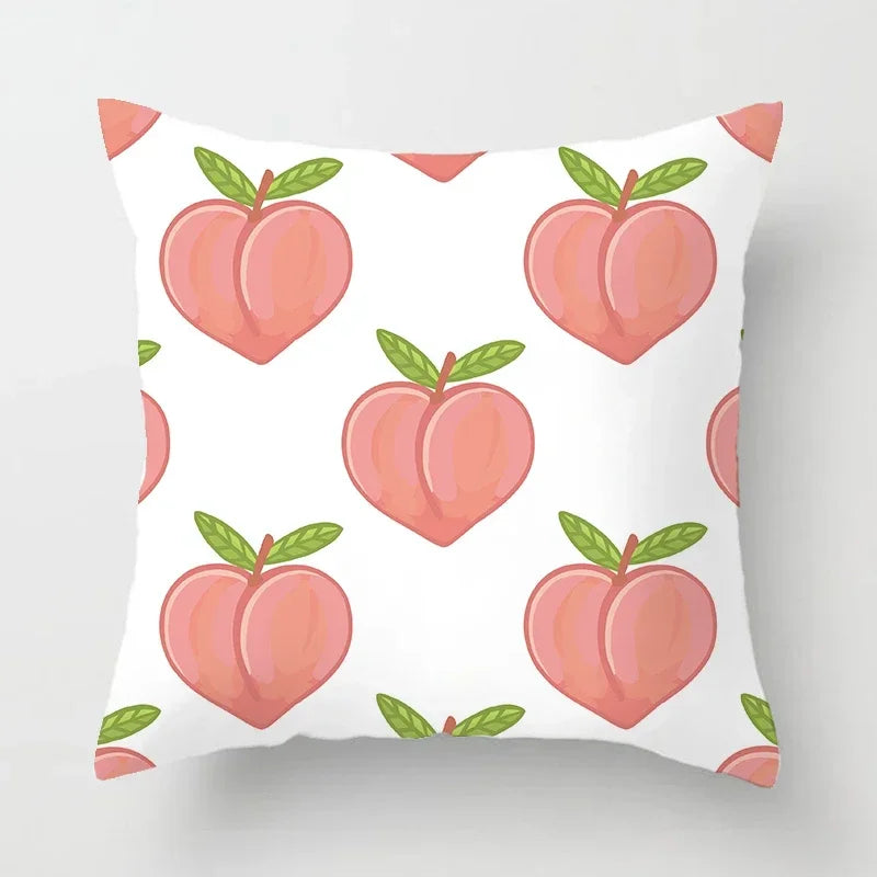 Peachy Pink Pattern Cushion Cover 45X45CM for Sofa Decor by Axyaa