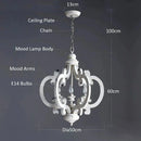 Axyaa Retro White Wood Chandelier for Coffee Bar Dining Living Room