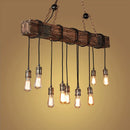 Axyaa Vintage Industrial Wood LED Chandelier, E27 Retro Loft Bar Ceiling Pendant Light