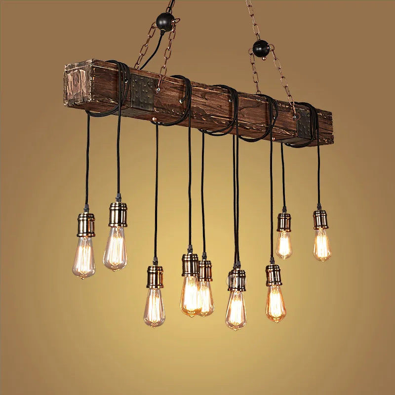 Axyaa Retro Wood Industrial Chandelier Pendant Lights