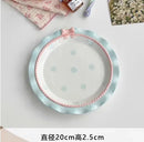 Axyaa Pink Tender Dessert Bow Plate Deep Fruit Household Tableware