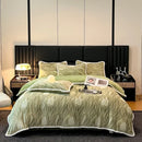 Axyaa High-End Jacquard Milk Fleece Winter 4-Piece Bed Set
