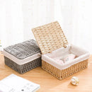 Axyaa Handwoven Storage Basket with Lid - Rectangular Organizer for Home and Closet