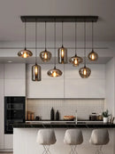 Axyaa Grey Glass Pendant Light for Dining and Bar, Industrial Chandelier
