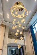 Axyaa Crystal Chandelier Stair Pendant Lamp Living Room Pendant Lights