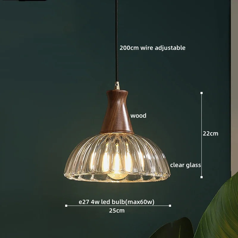 Axyaa Japanese Style LED Glass Pendant Lamp for Kitchen, Bedroom & Living Room