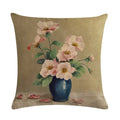 Axyaa Floral Pattern Linen Cushion Cover for Home Sofa, 45x45cm Square Pillowcase
