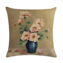 Axyaa Floral Pattern Linen Cushion Cover for Home Sofa, 45x45cm Square Pillowcase