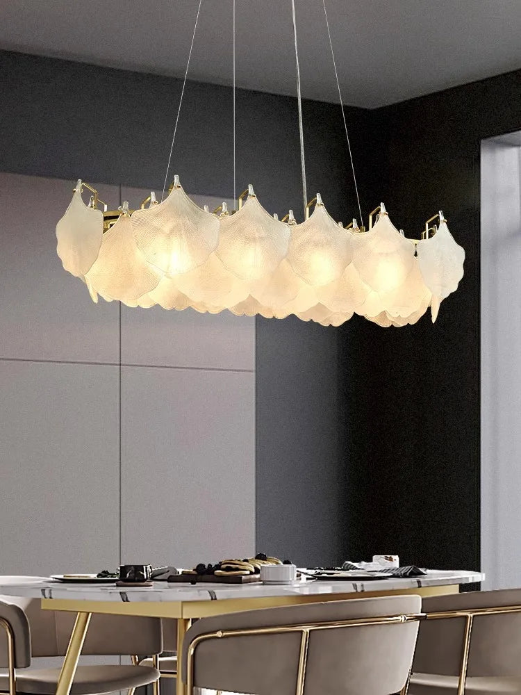 Axyaa Circle Glass Chandelier LED Pendant Lights for Living & Dining Room