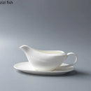 Axyaa 160ml Ceramic Gravy Boat Set in Pure White for Steak Sauce and Specialty Dishes