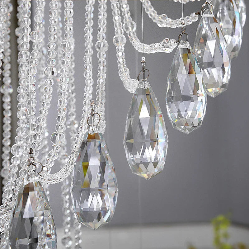 Axyaa Crystal Chandelier: Modern LED Spiral Pendant Light for Hotel Villa Decor