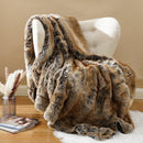 Axyaa Luxury Faux Fur Plaid Throw Blanket - Soft & Cozy Winter Sofa Cover