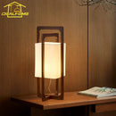 Axyaa Wabi-sabi Walnut Wood Zen Table Lamp LED E27 Fabric Shade Minimalist Desk Light
