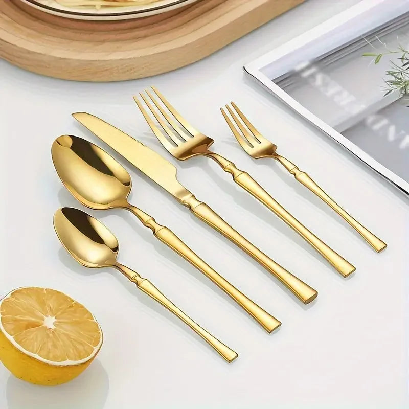 Axyaa Small Waist Gold Cutlery Set - Knife, Fork, Spoon Collection