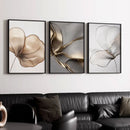 Axyaa Minimalist Floral Canvas Set with Gold Accents