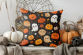 Halloween Pillow Cover Ghosts & Black Cat Design by Axyaa